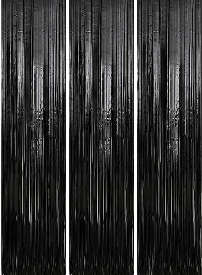 1iAM Black Foil Curtain for Birthday/ Anniversary/ Gruduation Party/ Promotion Party/ Rice Ceremony/ Baby shower/ Christmas/ New Year Celebration/ Wedding/ Theme Party - Image 1